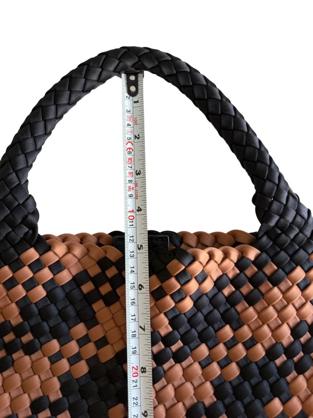 Antonio Melani Large Woven Neoprene Tote Bag w/Matching Wristlet Black & Camel